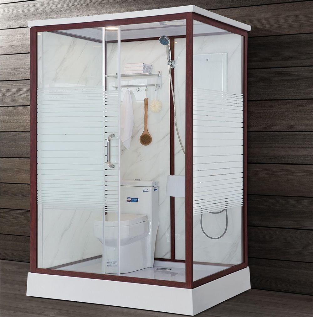 Mobile shower room with toilet