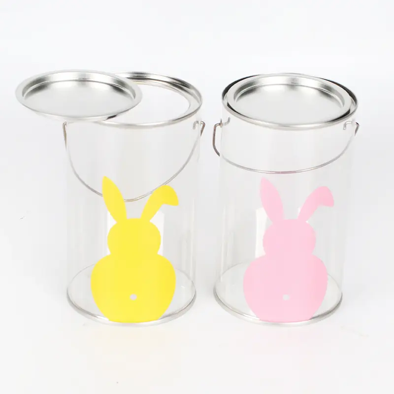 Custom logo printed Iron lid cashew nuts container jar airtight plastic transparent candy cans with handle