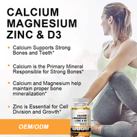 OEM Complément de Zinc en Vrac Ca Mg Zn Calcium Magnésium Zinc + Vitamine D3 Capsules Molles pour Soutenir la Santé Squelettique et Musculaire