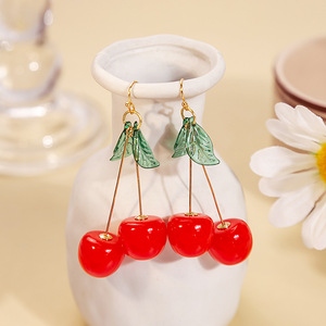Pendientes Colgantes de Cereza de Fruta de Dibujos Animados Pendientes de Resina Acrílicos Bonitos para Estudiante Hoja Verde Exquisita Estilo Coreano Joyería <span class=keywords><strong>al</strong></span> <span class=keywords><strong>Por</strong></span> <span class=keywords><strong>Mayor</strong></span> - Product Image 6