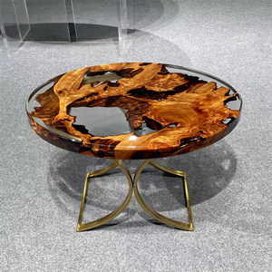 Epoxy Gỗ Bên Bảng Thiết Kế Sang Trọng Phòng Khách Đồ Nội Thất Đường Kính <span class=keywords><strong>50</strong></span> Cm Hoặc 2 Chân Nhựa Bên Bàn Tròn Trong Kho - Product Image 2