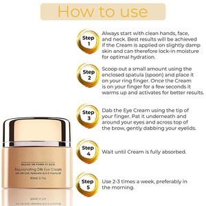 Crema para Ojos de Oro de <span class=keywords><strong>24k</strong></span> con Ácido Hialurónico, Aceite de Rosa Mosqueta, Vitaminas, Antiarrugas y Líneas Finas, Extraordinaria para Disminuir las Ojeras - Product Image 4