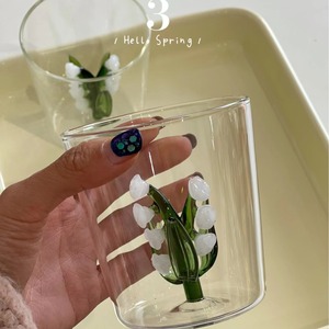 Tasse en verre borosilicate transparent résistant à la chaleur avec poignée en boule creuse à fleur 3D intégrée <span class=keywords><strong>pour</strong></span> boire - Product Image 4