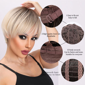 2024 phổ biến màu tóc vàng <span class=keywords><strong>Bob</strong></span> tóc giả phụ nữ vàng Ngắn Tóc bangs tóc giả cho phụ nữ - Product Image 5