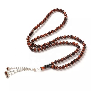 Piedra Natural Ojo de Tigre rojo 8mm mano leer 99 cuentas de oración musulmanas pulsera DIY borla cuenta mango cadena PB -- 009 - Product Image 3