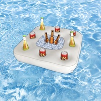 Support de boissons et de collations gonflable pour fête de piscine estivale, en PVC durable, avec trou pour corde, flottant, grande capacité 8 trous