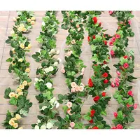 2022 venda quente rosas guirlanda de flores artificiais penduradas em seda decorativas flores e ondas casamento