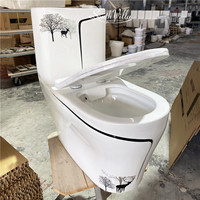 Nouveau design d'articles sanitaires Placard à eau colorée Ensemble de cuvettes de toilettes en céramique Toilettes de luxe une pièce avec ligne noire