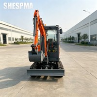 Mini-excavatrice à chenilles confortable à cabine fermée de 2,5 t avec moteur Koop pour un travail continu prolongé