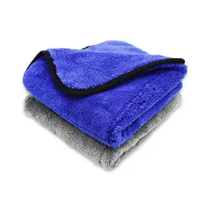 80% Polyester 20% Polyamide serviette en microfibre bleue nettoyage de voiture lavage séchage lingettes chiffon de détail sans rayures