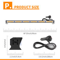 Nouvelle barre lumineuse LED de signalisation de danger de 35 pouces, ambre, blanc, rouge, bleu, COB, clignotante, avertissement de sécurité, lumières de tableau de bord, 12V 24V