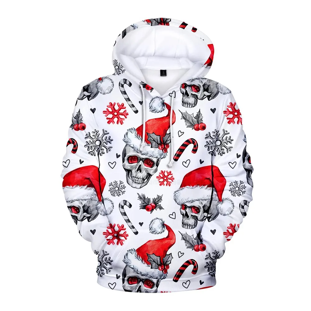 Großhandel 3D All Over Print Hoodie Neujahr Weihnachten Hoodie Pullover gebleicht Sublimation Weihnachts pullover Hersteller