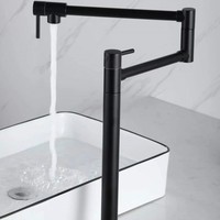 Robinet de cuisine moderne Hongdec à montage sur pont, fonction eau chaude et froide, robinet de remplissage de pot de cuisine en chrome
