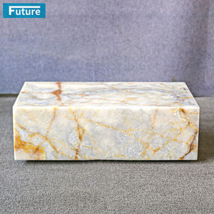 طاولة قهوة فاخرة من الحجر الطبيعي لغرفة المعيشة، مصنوعة من رخام العقيق الأزرق، تصميم مخصص - Product Image 3