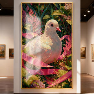 ศิลปะผนังกระจกนกพิราบสีขาวแบบกำหนดเอง-ดีไซน์ดอกไม้ธรรมชาติที่ทันสมัยสำหรับตกแต่งบ้าน - Product Image 2