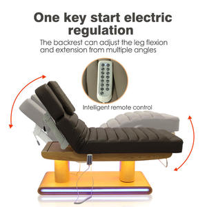 High Quality Wooden Base Electric Beauty Facial Massage <b>Bed</b> <b>LED</b> Light Double Column 4 Motor High Load Bearing for School Hotel - Product Image 2
