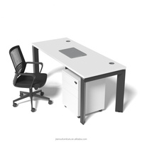 Bureau de travail pour 4 personnes, table de travail moderne avec structure en acier et plateau pour mobilier de bureau