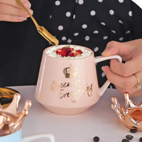 Nouvelle conception Tasse à café en porcelaine Couronne de la Régalité avec couvercle Logo personnalisé Cadeau pour maman