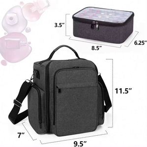 Free Sample Custom Logo Cosmetic Bag Polyester Nylon Holds 48 Bottles <b>Nail</b> <b>Polish</b> <b>Nail</b> Lamp <b>Organizer</b> with 2 Removable Pouches - Product Image 4