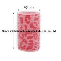 Bigoudis autocollants en nylon à noyau plastique, imprimé léopard rose, très populaires, pour boucler les franges, fabriqués en Chine