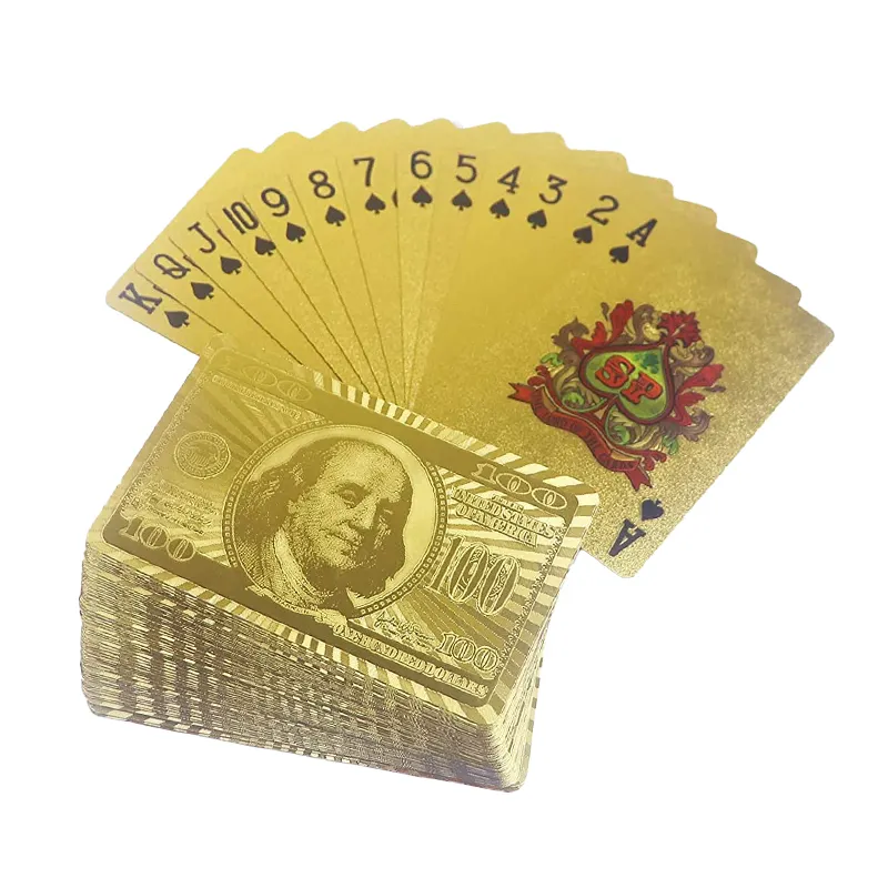 Custom Gold Stamping Plastic PVC Poker Smooth Waterproof Gold Plated Durable Playing Card