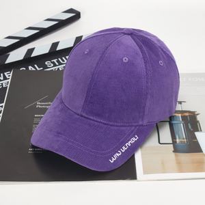 Casquette de baseball en velours côtelé 6 panneaux de couleur unie Style papa américain réglable lettre brodée Logo respirant 100% Polyester unisexe - Product Image 5