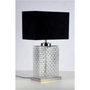 Modern Crystal <b>Table</b> Lamp With <b>Black</b> Rectangular Shade Contemporary Home Decor For Living Room Indoor Use - Product Image 1