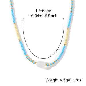 Colliers minimalistes en perles Miyuki faits à la main pour femmes, en pierres naturelles et perles de rocaille colorées, bijoux tendance pour cadeau - Product Image 4