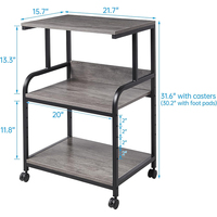 Support d'imprimante tablette industrielle JH-Mech, hauteur réglable sur 5 niveaux, 3 étages, durable et robuste, support portable en acier gris pour la maison