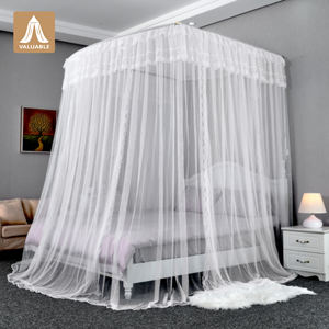 Princesse lit auvent rideau confortable Double couche 4 ouvertures <span class=keywords><strong>moustiquaire</strong></span> décorative drapé filet filles maison porte décoration - Product Image 2