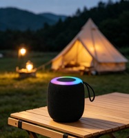 Appareil audio compact pour l'extérieur avec boîtier en tissu, éclairage dégradé RVB et son stéréo avec basses profondes, mini haut-parleur sans fil portable