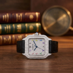 Montre en acier inoxydable de luxe de fabrication indienne, design élégant, mouvement à quartz, avec diamants étincelants époustouflants - Product Image 3