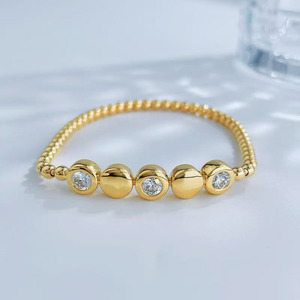 Pulsera de Diamantes Cultivados en Laboratorio Fine Star, Oro Amarillo de 18K, Corte Brillante, Certificado IGI, Cordón Elástico, Joyería de Moda al por Mayor para Mujer - Product Image 1