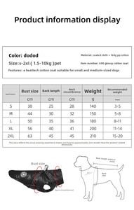 Nouveautés Automne Hiver Petit <span class=keywords><strong>Chien</strong></span> Moyen Épaissi Coton Rembourré Chaud Réfléchissant Écologique Classique <span class=keywords><strong>Chien</strong></span> Vêtements - Product Image 3