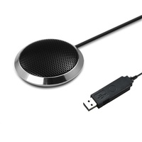 Microphone de conférence omnidirectionnel filaire pour le gaming, le streaming en direct, les cours en ligne, l'enregistrement mobile, avec prise USB et jack 3,5 mm en option