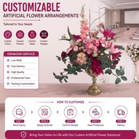 Centre de table de mariage moderne personnalisé en soie artificielle faite à la main, rose artificielle hautement réaliste pour réception, fête, événement, décoration intérieure