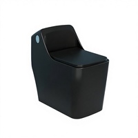 WC monobloc noir mat à siphon en S, technologie jet, céramique moderne gaufrée, chasse d'eau double à fermeture lente, à poser au sol, pour villa