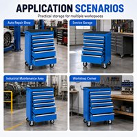 Coffre à outils industriel durable à 7 tiroirs, en acier bleu, mobile, sur roulettes, avec tiroirs verrouillables pour la réparation automobile