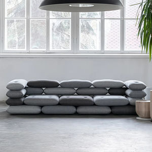 Canapé de luxe italien en velours, tissu brique, canapés de salon, canapés modulaires modernes au sol, ensembles de canapés incurvés pour hôtel - Product Image 2