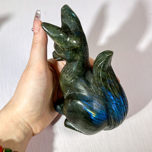 <span class=keywords><strong>Statue</strong></span> de renard en labradorite naturelle en gros, sculpture en pierre précieuse, gravure au laser, guérison par le Reiki, ornement Feng Shui - Product Image 6