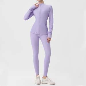 ชุดออกกำลังกายโยคะสำหรับผู้หญิงจากคลังสินค้าต่างประเทศของสหรัฐอเมริกา เสื้อแจ็คเก็ตโยคะแบบมีซิปสีทอง แห้งเร็ว แขนยาว ชุดวิ่งโยคะ และชุดสำหรับผู้หญิง - Product Image 6