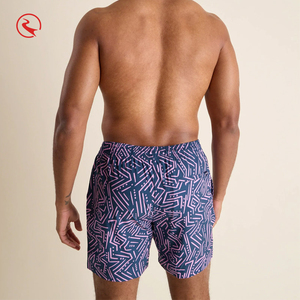 <b>Men</b> Geometric Print Beach Shorts Quick Dry Woven Polyester Drawstring Waist with Pockets Mid Length Swim <b>Trunks</b> - Product Image 2