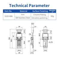 5102-88K Verrou de serrage à compression pour porte, boîtier de verrouillage, clip de fixation, loquet à bascule pour porte de coffre à outils