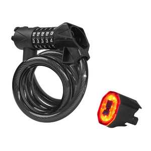 Cadenas de vélo combiné lumineux de 120 cm avec feu arrière, antivol portable pour accessoires de VTT - Product Image 2