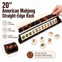Support de Mahjong Américain Moderne de Luxe en Acrylique de 20 Pouces avec Barre de Poussée à Bord Droit et Porte-Pièces Effet Écaille de Tortue, Portable pour 4 Joueurs