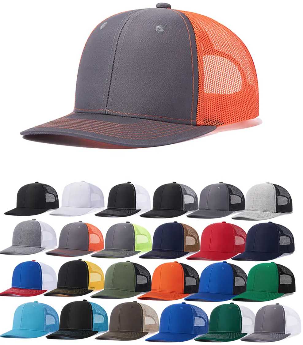 หมวกแก็ป6แผงแบบสแนปแบ็กแบบว่างเปล่าของผู้หญิงหมวกกีฬาปักลาย3D 47สีหมวกตาข่ายสีดำล้วนสำหรับผู้หญิงหมวกทรูเกอร์ออกแบบโลโก้ได้ตามต้องการ