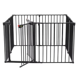 Barrière <span class=keywords><strong>de</strong></span> sécurité pour foyer en métal, clôture <span class=keywords><strong>de</strong></span> cheminée autoportante, barrière anti-brûlure pour bébé et animaux domestiques avec porte d'accès - Product Image 3