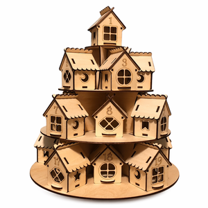 Calendario de Adviento de Madera DIY con Casas de Pueblo Navideñas de 25 Días y Techos Desmontables para Exhibición en Mesa - Product Image 5