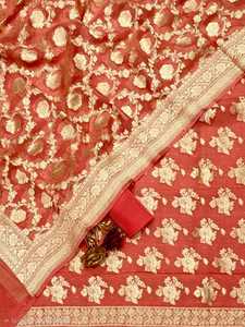 Nouveautés Premium : Robe Traditionnelle Indienne en Soie Georgette Banarasi Tissée à la Main, Tenue de Soirée Élégante pour Femme - Product Image 4