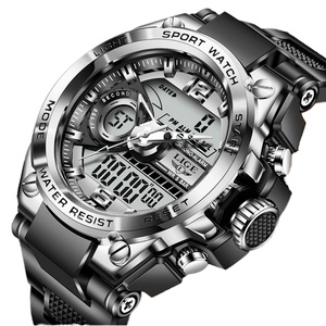 กีฬากลางแจ้งผู้ชาย'นาฬิกาดิจิตอลแบบแอนะล็อกวัสดุโลหะผสมนาฬิกาปลุกกันน้ำนาฬิกานาฬิกาจอแสดงผลคู่ - Product Image 1